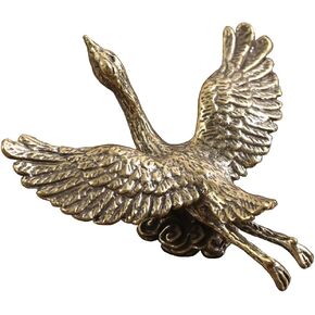 DMtse Chinese Gold Feng Shui Brass Crane Bird Spreads Wings and Flies Decor Statue Figurines Sculpture Animal Collectibles