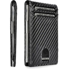 Minimalist Front Pocket Wallets for Men, RFID Blocking Mens Slim Wallet Bifold Carbon Leather with Money Clip Gift