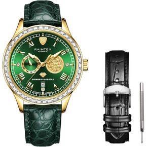 R9001 Men's Wrist Watches, Luxury Mechanical Automatic Watches for Men + Genuine Watch Bands for Men Watch Straps for Men