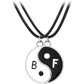 Q&D&S 2pcs yin yang necklace for bestfriend Chinese Philosophy Yoga Stainless Steel Pendant Necklace Friendship Amulet Jewelry