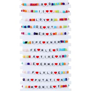 12 Pcs/Set Letter Bracelet for Women, Fearless Fashion Journey Concert Fans Blessing Friendship Accessory
