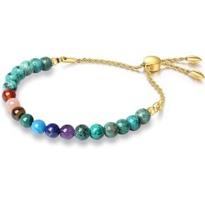 COAI Women's 7 Chakra Balancing Stone Beaded Crystal Bracelet Slider