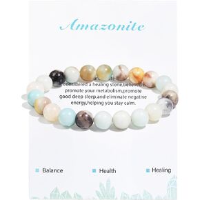 COLORFUL BLING Natural Stone Healing Bracelet Crystal Stress Relief Anxiety Yoga Bracelet Handmade Healing Beads Bracelet Birthday Love Gifts for Women Men