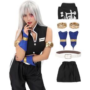 C-ZOFEK Women's Uzui Tengen cosplay Costume Full Set with Armband Wrist Brace Gaiters for Halloween Party