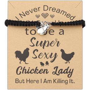 PLITI Chicken Gift Chicken Lover Gift I Never Dreamed I'd Grow Up to Be A Super Sexy Chicken Lady Bracelet