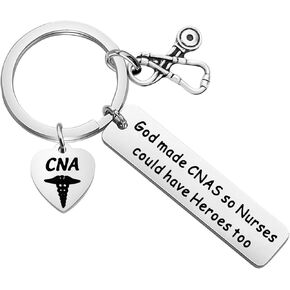 CHOORO CNA Gift Certified Nursing Assistant Gift God Made CNAS So Nurses Could Have Heroes Too Keychain Graduation