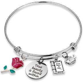 Beauty Fan Gift Beast Fan Gift True Beauty is Found Within Inspired Beauty Jewelry Princess Belle Rose Charm Gift for Her