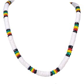 BlueRica Puka and Rasta Beads Necklace