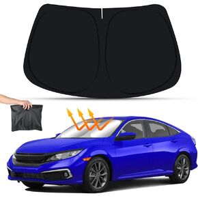 Car Sun Shade for Honda Civic 2022 2023 2024 2025 Auto Interior Accessories Front Windshield Sunshade Foldable Insulation Privacy Reflective Protector Parasol Window Curtains Cover Visor