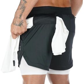 Men's 2 in 1 Running Tennis Gym Shorts with Liner 5" Athletic Sports Workout Shorts for Men with Pockets