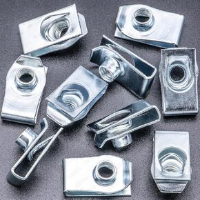 Rexka 10pcs M6-1.0 Extruded U Nut Spring Nut Multi-Purpose for GM Ford Chevy Buick GMC Cadillac Hummer Oldsmobile Pontiac Saturn Cars Trucks