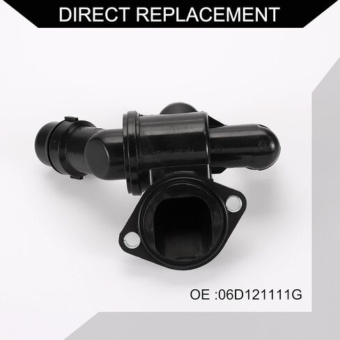 No.06D121111G ترموستات السيارة مع جهاز استشعار لأودي A4 2005-2009 A4 Quattro 2005-2009 / مجموعة مبيت منظم حرارة مبرد المحرك الداخلي / بلاستيك متين / قطعة واحدة باللون الأسود in Kuwait