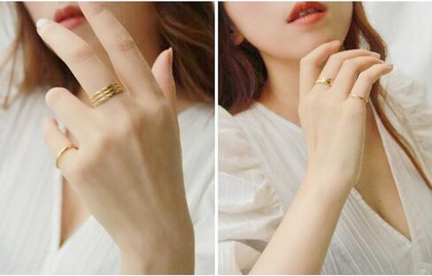 HUASAI 2mm Gold Rings For Women Thumb Midi Statement Band Ring Dainty Simple Gold Rings That Don’t Tarnish Cute Fashion Thin Pinky Rings Jewelry Gifts Comfort Fit Size 5-8 in Kuwait