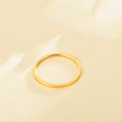 HUASAI 2mm Gold Rings For Women Thumb Midi Statement Band Ring Dainty Simple Gold Rings That Don’t Tarnish Cute Fashion Thin Pinky Rings Jewelry Gifts Comfort Fit Size 5-8 in Kuwait