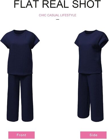 SHEWIN Womens Two Piece Spring Outfits Sweatsuits Casual Pullover Tops and Wide Leg Sweatpant Lounge Sets in Kuwait