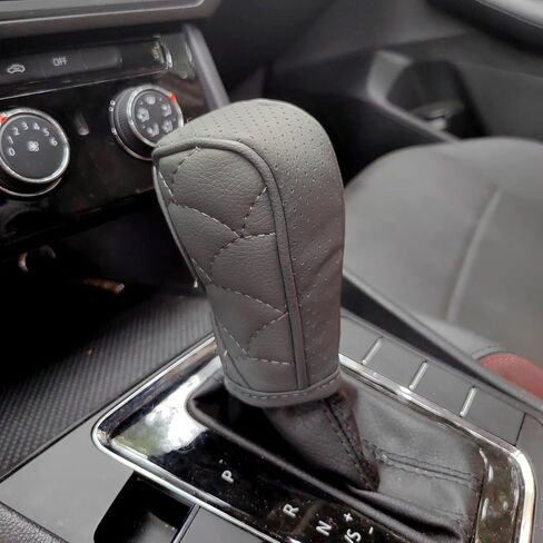Car Gear Shift Cover, Waterproof PU Leather Automotive Gear Stick Shift Knob Rod Dust Cover Protector Car Interior Accessories for Most Cars Trucks SUVs (Gray) in Saudi Arabia
