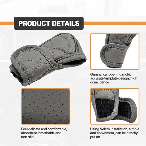 Car Gear Shift Cover, Waterproof PU Leather Automotive Gear Stick Shift Knob Rod Dust Cover Protector Car Interior Accessories for Most Cars Trucks SUVs (Gray) in Saudi Arabia