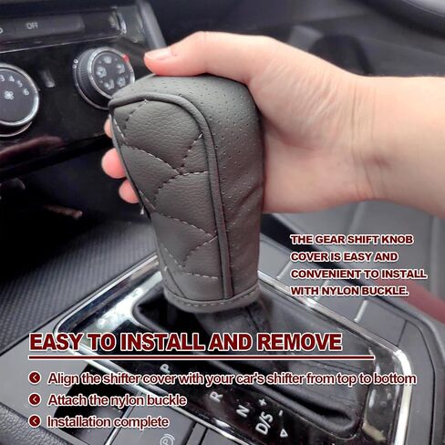 Car Gear Shift Cover, Waterproof PU Leather Automotive Gear Stick Shift Knob Rod Dust Cover Protector Car Interior Accessories for Most Cars Trucks SUVs (Gray) in Saudi Arabia
