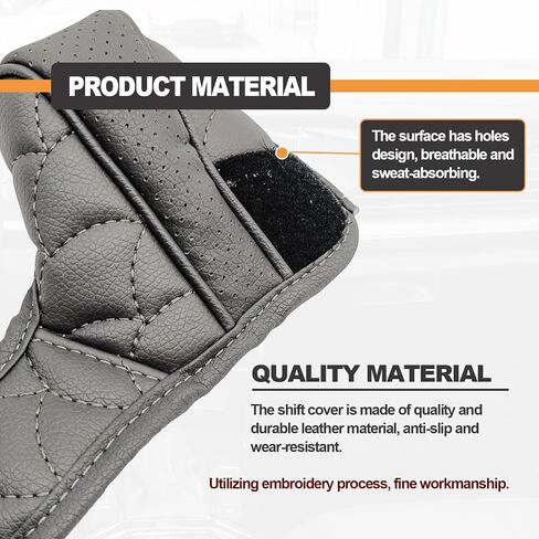 Car Gear Shift Cover, Waterproof PU Leather Automotive Gear Stick Shift Knob Rod Dust Cover Protector Car Interior Accessories for Most Cars Trucks SUVs (Gray) in Saudi Arabia