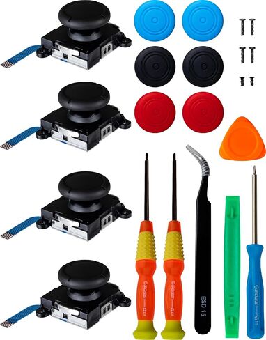 SOSS GAMING® 2023 2-Pack Joystick Thumbstick Replacement Kit for All Nintendo Switch and Switch Lite Controllers - Fix & Repair Your Analog Joy-Con Thumb Stick with All Necessary Tools Included in Kuwait