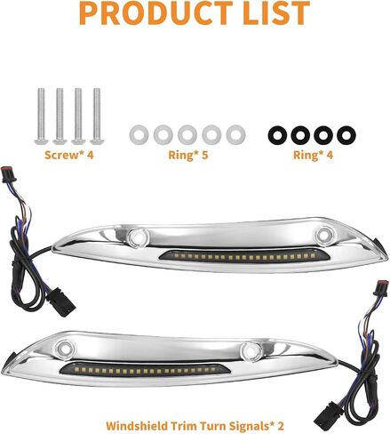 Motorcycle Windshield Trim LED Light Windscreen Turn Signal Lamp Running Fit for Harley Touring Road Glide Special Limited FLTRX FLTRXS 2015-UP (Chrome) in Saudi Arabia