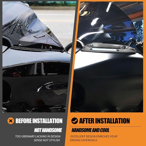 Motorcycle Windshield Trim LED Light Windscreen Turn Signal Lamp Running Fit for Harley Touring Road Glide Special Limited FLTRX FLTRXS 2015-UP (Chrome) in Saudi Arabia
