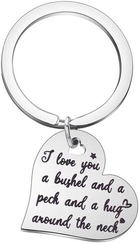Anlive Heart-Shaped Pendant Necklace Keychain I Love You a Bushel and a peck Gifts for Women Girls in Saudi Arabia