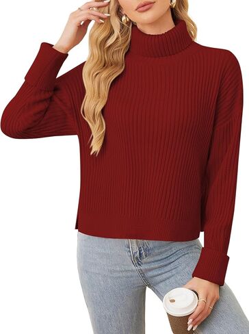 ZAFUL Womens Turtleneck Pullover Sweater Casual Loose Ribbed Knit Long Sleeve Chunky Jumper Tops in Saudi Arabia