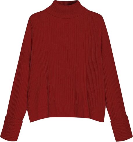 ZAFUL Womens Turtleneck Pullover Sweater Casual Loose Ribbed Knit Long Sleeve Chunky Jumper Tops in Saudi Arabia