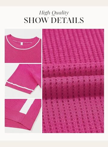 Dokotoo Women's Casual Short Sleeve Sweaters Loose Crewneck Crochet Hollow Out Knit Solid Pullover Sweater Jumper Tops in Saudi Arabia