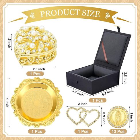 Wedding Arras Coins Set Arras Para Boda Catolica Decoracion Heart Shaped Box 13 Virgen of Guadalupe Coins Virgen De Guadalupe Gift Box Arras De Boda Cristiana Wedding Accessories (Silver) in Kuwait