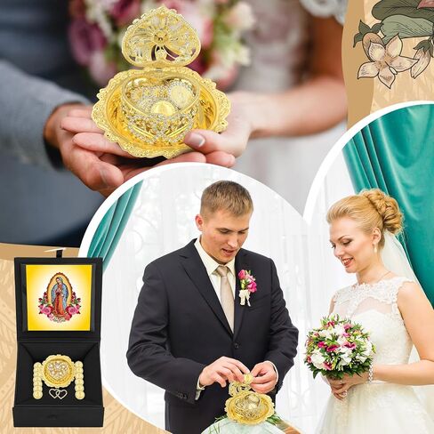Wedding Arras Coins Set Arras Para Boda Catolica Decoracion Heart Shaped Box 13 Virgen of Guadalupe Coins Virgen De Guadalupe Gift Box Arras De Boda Cristiana Wedding Accessories (Silver) in Kuwait