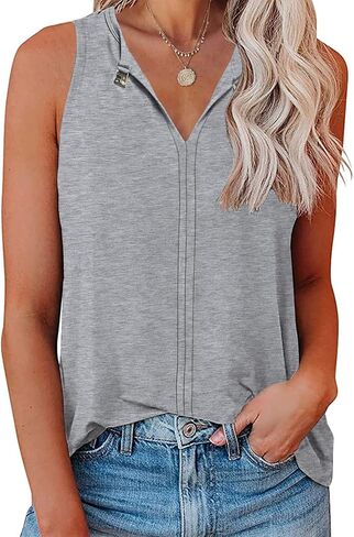 Womens Boho Top Sleeveless Keyhole V Neck Floral Print Blouses in Kuwait
