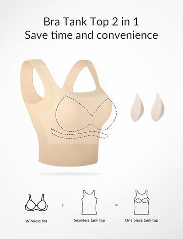 Women Tank Tops with Built in Bra Seamless Camisoles Summer Square Neck Sleeveless Crop Top L-3XL in Saudi Arabia
