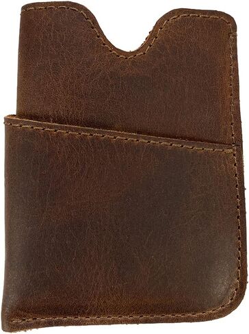 حامل بطاقات اختبئ واشرب، مصنوع يدويًا من الجلد المحبب بالكامل - بني بوربون in Kuwait