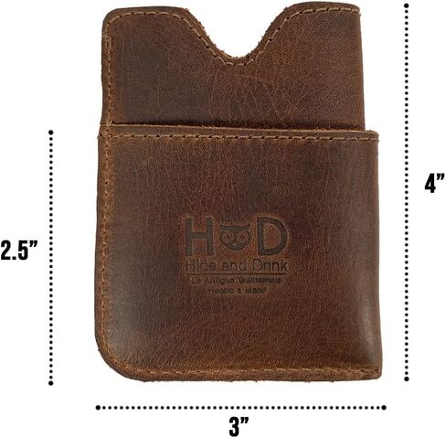 حامل بطاقات اختبئ واشرب، مصنوع يدويًا من الجلد المحبب بالكامل - بني بوربون in Kuwait