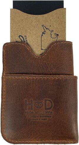 حامل بطاقات اختبئ واشرب، مصنوع يدويًا من الجلد المحبب بالكامل - بني بوربون in Kuwait