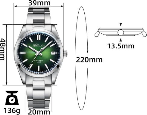 ADDIESDIVE Luxury Automatic Watch Sapphire Crystal NH35A Movement 100 M Waterproof BGW9 Luminous Red/Green/Grey Gradient Dial in Kuwait