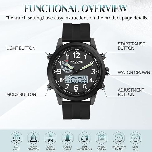 Men Watches for Men's Military Digital Watches Analog Quartz Waterproof Watch Sport Outdoor Multifunctional Stainless Steel Classic Stylish Fashion Casual Business Wristwatch in Kuwait