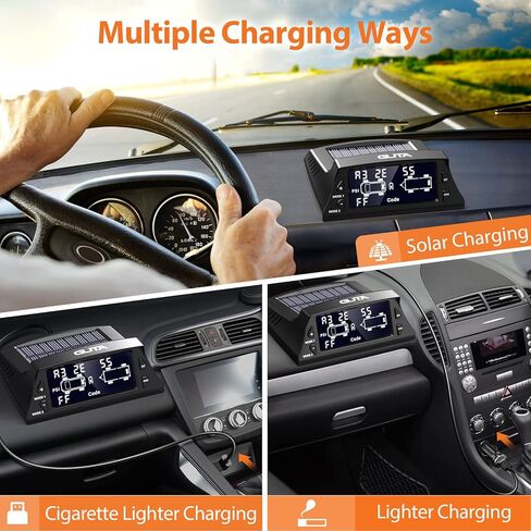 نظام مراقبة ضغط الإطارات بالطاقة الشمسية من GUTA RV - نظام مراقبة ضغط الإطارات مع 6 مستشعرات خارجية (0-188 رطل لكل بوصة مربعة)، RV TPMS، شاشة LCD، ضغط مراقبة في الوقت الحقيقي، وضع السكون in Kuwait