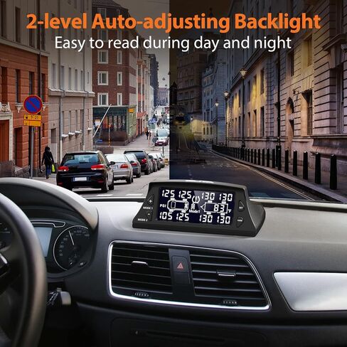 نظام مراقبة ضغط الإطارات بالطاقة الشمسية من GUTA RV - نظام مراقبة ضغط الإطارات مع 6 مستشعرات خارجية (0-188 رطل لكل بوصة مربعة)، RV TPMS، شاشة LCD، ضغط مراقبة في الوقت الحقيقي، وضع السكون in Kuwait