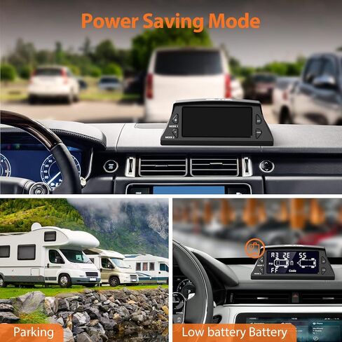 نظام مراقبة ضغط الإطارات بالطاقة الشمسية من GUTA RV - نظام مراقبة ضغط الإطارات مع 6 مستشعرات خارجية (0-188 رطل لكل بوصة مربعة)، RV TPMS، شاشة LCD، ضغط مراقبة في الوقت الحقيقي، وضع السكون in Kuwait