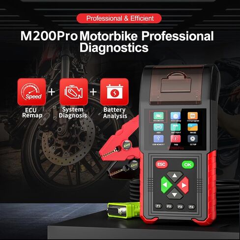 M200 PRO Motorcycle Diagnostic Tool Enhance Ver. 2024, ECU Remap Program, Live Data, Clear Codes, Relay Tests, ABS Tests, Battery Tests, Injector Tests, Charge Tests, Data Print in Saudi Arabia