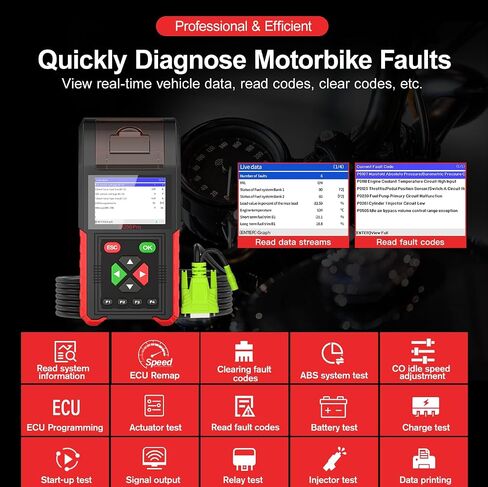 M200 PRO Motorcycle Diagnostic Tool Enhance Ver. 2024, ECU Remap Program, Live Data, Clear Codes, Relay Tests, ABS Tests, Battery Tests, Injector Tests, Charge Tests, Data Print in Saudi Arabia
