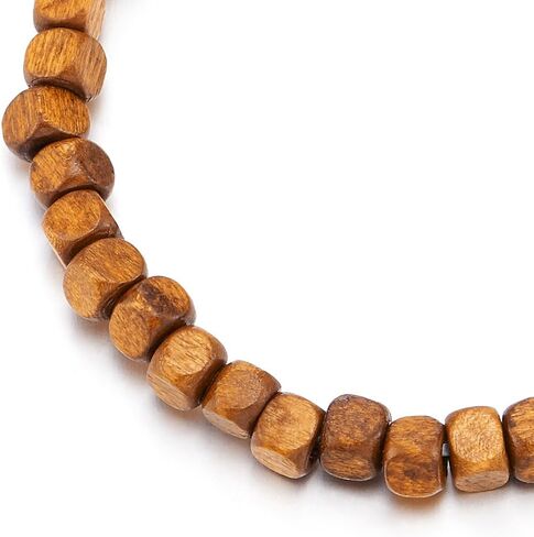 COOLSTEELANDBEYOND Mens Womens Small Brown Wood Beads Bracelet, 5mm Tibetan Beads Prayer Mala, Stretchable in Saudi Arabia