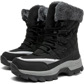 kkdom Women 's Snow Boots Lightweight Lace-Up Winter Boots Mid-Half Hiking Boots Cold Weather Outdoor Shoes