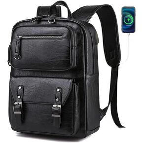 CHAO RAN Leather Backpack For Men Business Laptop Backpack Waterproof Travel College Backpack Daily Work Bags