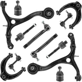 Front Upper Lower Control Arms w/Ball Joints Sway Bar End Links Tie Rods Suspension Kit for Honda Accord 2008 2009 2010 2011 2012 (12pc)