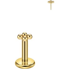 FANSING 4 Ball Nose Rings for Women Men Surgical Steel Cartilage Earring Stud Threadless Labret Stud for Helix Rook Conch Tragus Earlobe Piercings