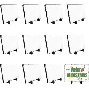 12 Pack Blanks Sublimation Rock Slate Photo Frame Rectangular Heat Transfer Custom Photo Stone Plaque Memorial Gifts Picture Frames for Valentines Wedding Christmas Thanksgiving, 5.9" x 7.9"